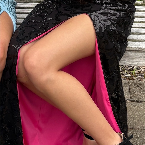Elegant Black and Pink Sequin Prom Dress - Picture 3 of 5
